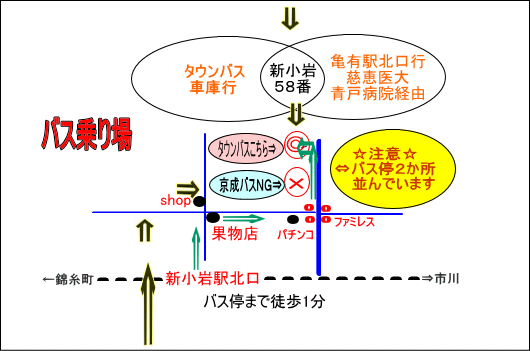 バス乗り場までの地図